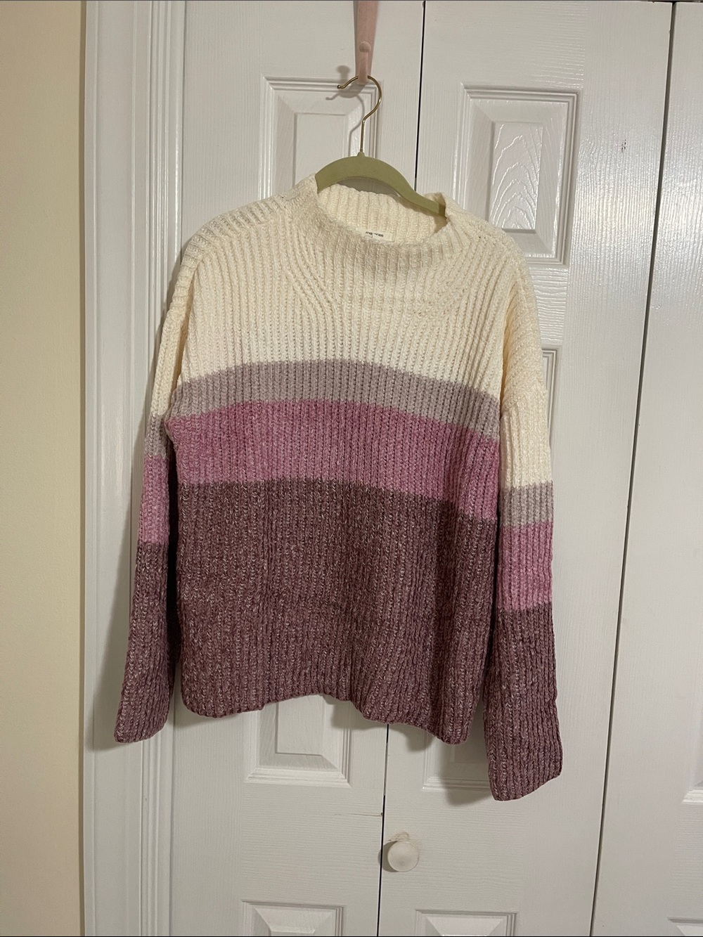 Maurice’s Striped Cream and Pink Colorblock Women’s Sweater